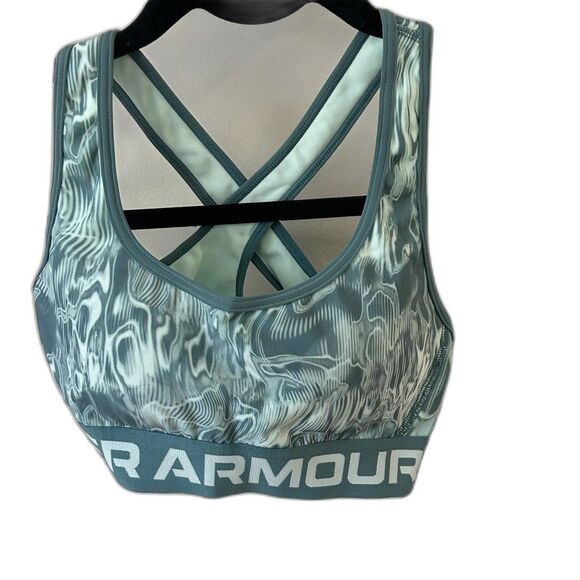 Under Armour Sports Bra Women’s Size XS Printed Cross back Mid Compression Bra - Picture 1 of 10